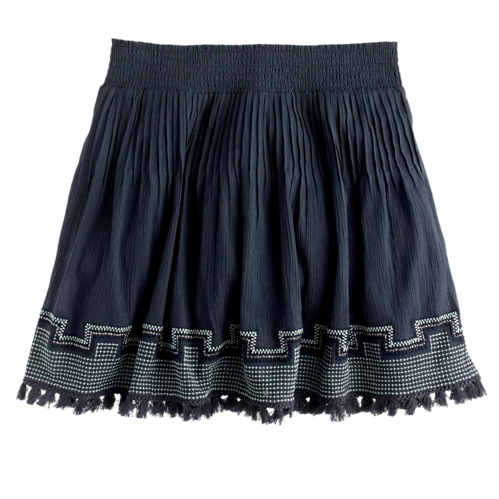 J. CREW boho Grey EMBROIDERED TASSEL Gauze Skirt